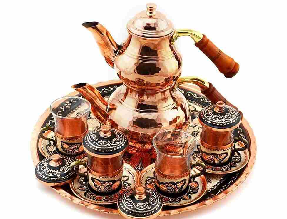 سرویس پذیرایی مسی نقره کوب با جزئیات هنری و ارزش تزئینی بالا